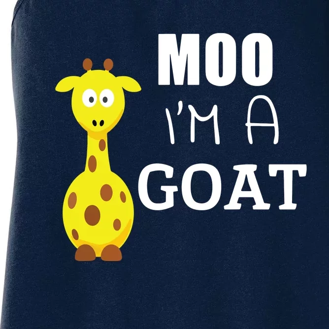 Moo Im A Goat Funny Cartoon Giraffe Graphic Ironic Tee Women's Racerback Tank