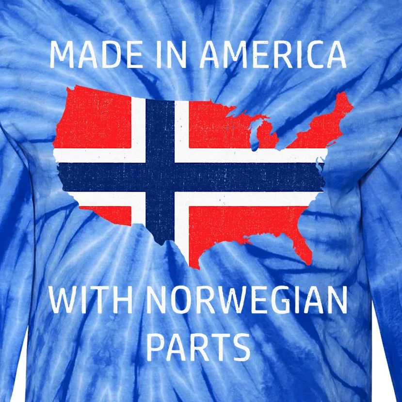 Made In America With Norwegian Parts Norway And Usa Tie-Dye Long Sleeve Shirt