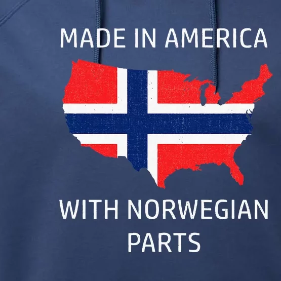 Made In America With Norwegian Parts Norway And Usa Performance Fleece Hoodie