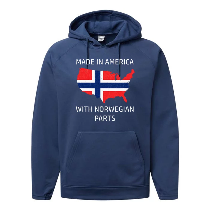 Made In America With Norwegian Parts Norway And Usa Performance Fleece Hoodie