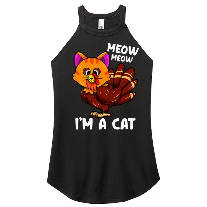 Meow IM A Cat Turkey Thanksgiving Women’s Perfect Tri Rocker Tank