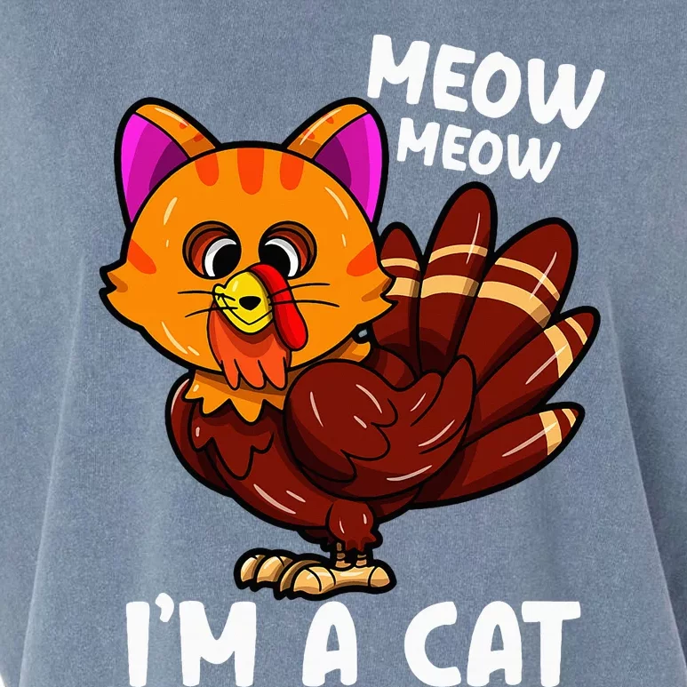 Meow IM A Cat Turkey Thanksgiving Garment-Dyed Women's Muscle Tee