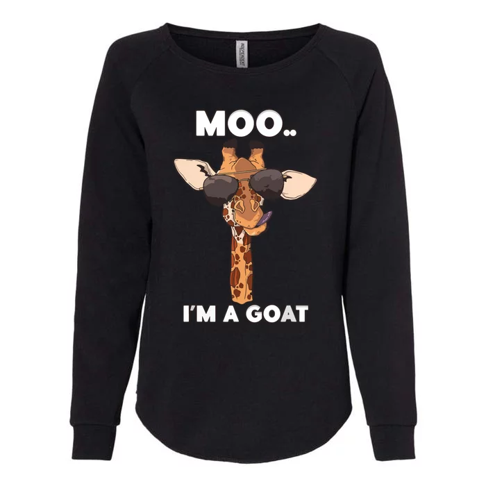 Moo I'm A Goat Funny Cartoon Giraffe Womens California Wash Sweatshirt