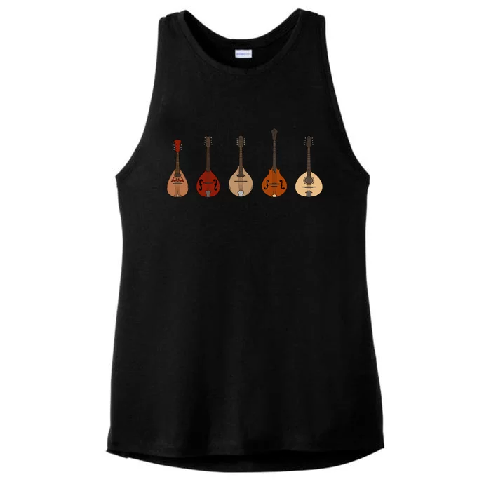 Mandolins In A Row Music Instrument Set Ladies Tri-Blend Wicking Tank