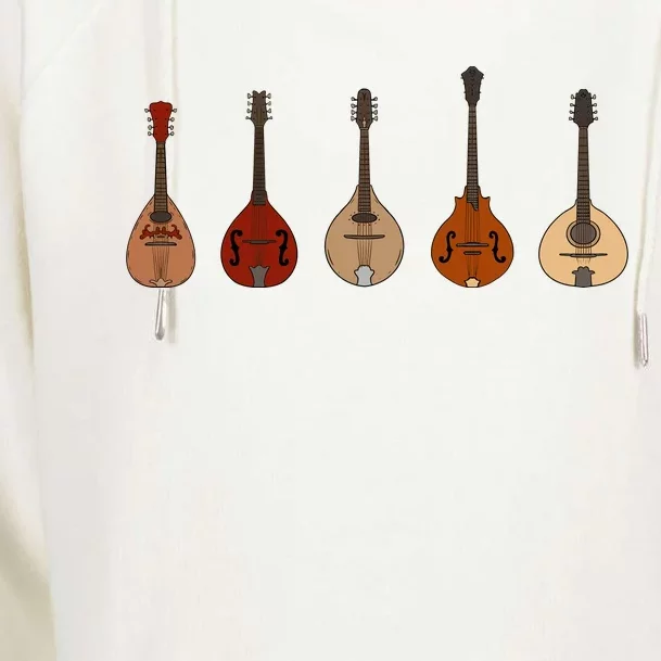 Mandolins In A Row Music Instrument Set Womens Funnel Neck Pullover Hood