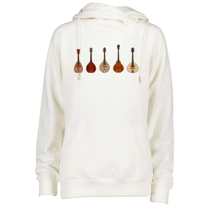 Mandolins In A Row Music Instrument Set Womens Funnel Neck Pullover Hood