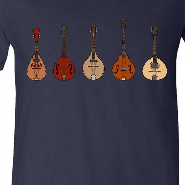 Mandolins In A Row Music Instrument Set V-Neck T-Shirt