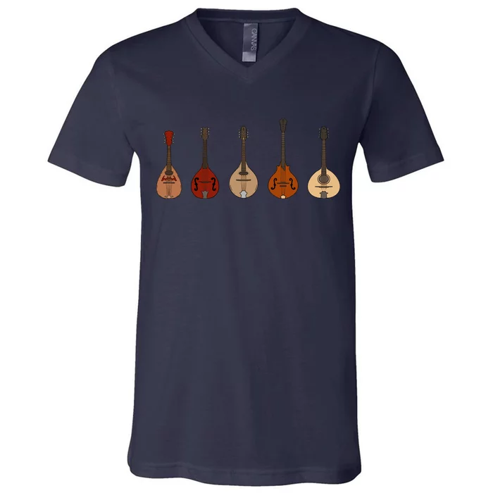 Mandolins In A Row Music Instrument Set V-Neck T-Shirt