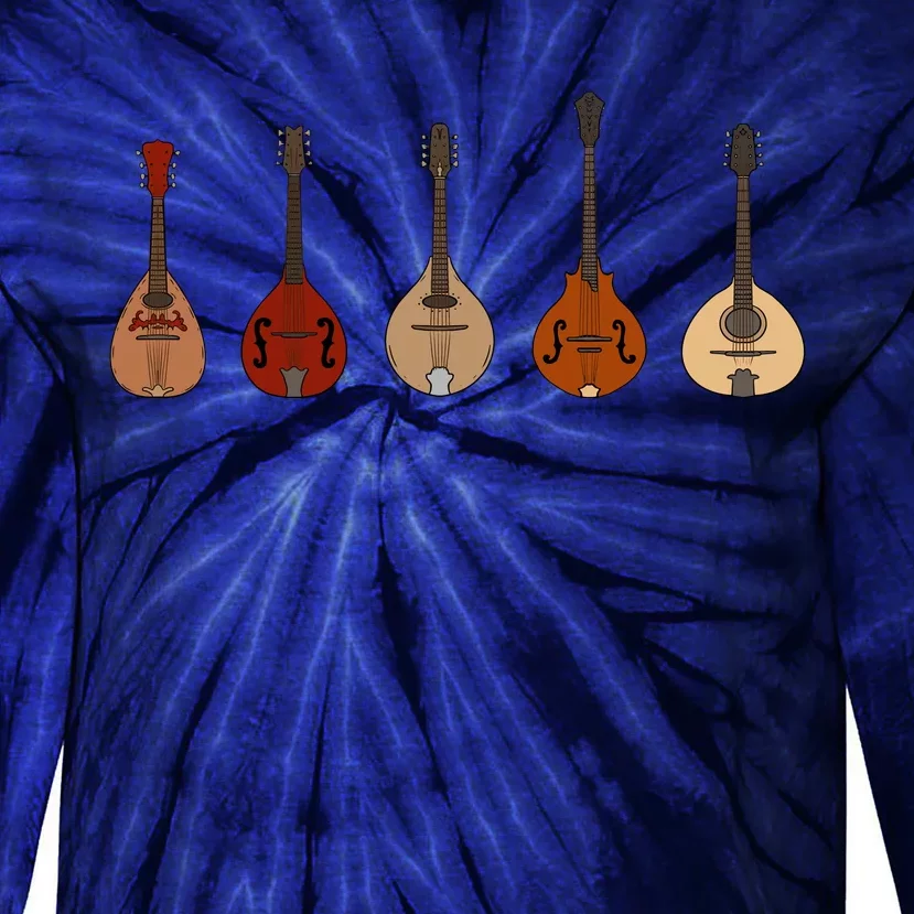 Mandolins In A Row Music Instrument Set Tie-Dye Long Sleeve Shirt