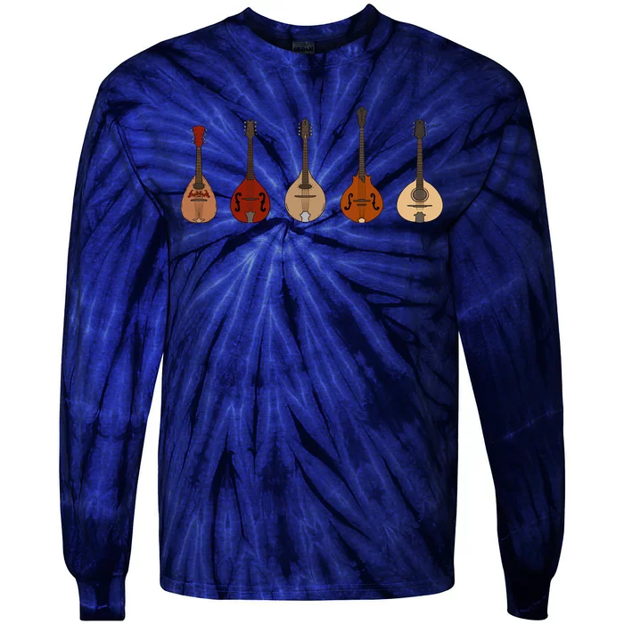 Mandolins In A Row Music Instrument Set Tie-Dye Long Sleeve Shirt