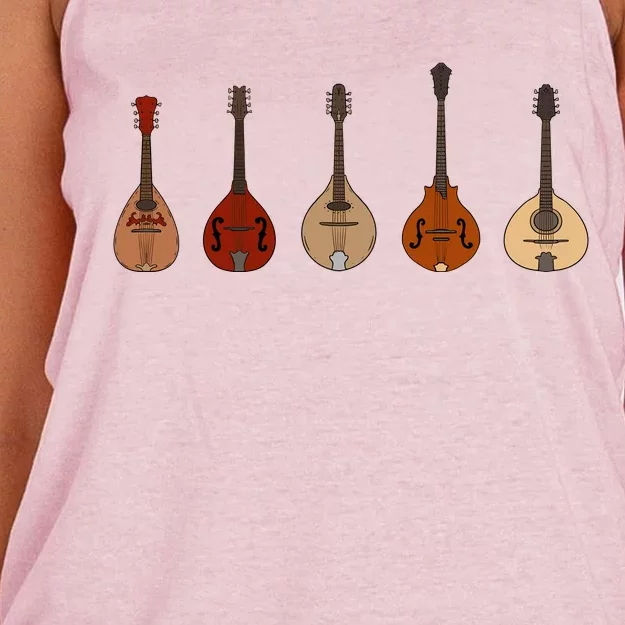 Mandolins In A Row Music Instrument Set Women's Knotted Racerback Tank