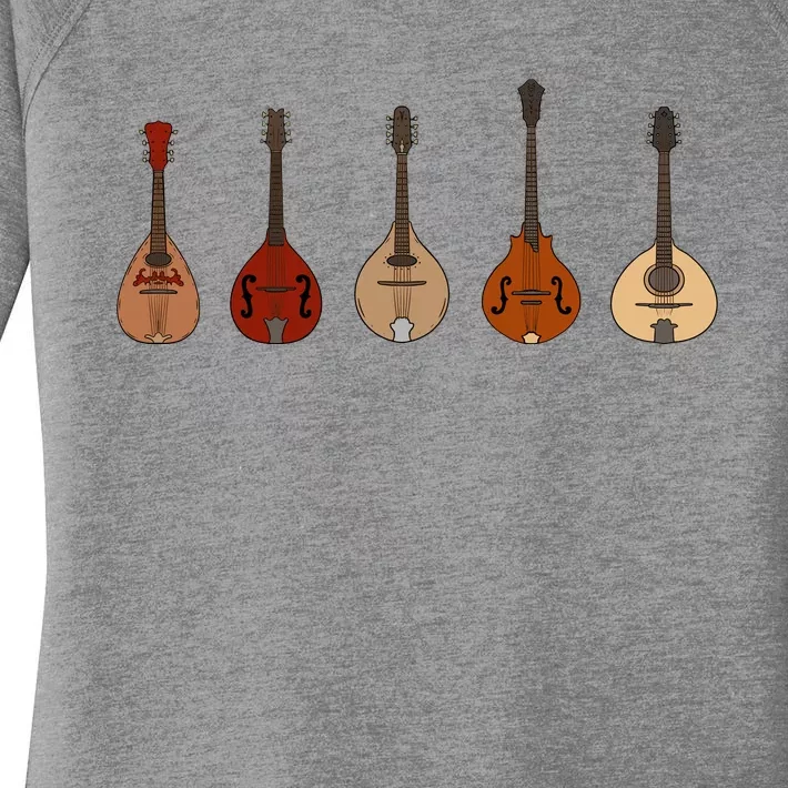 Mandolins In A Row Music Instrument Set Women's Perfect Tri Tunic Long Sleeve Shirt