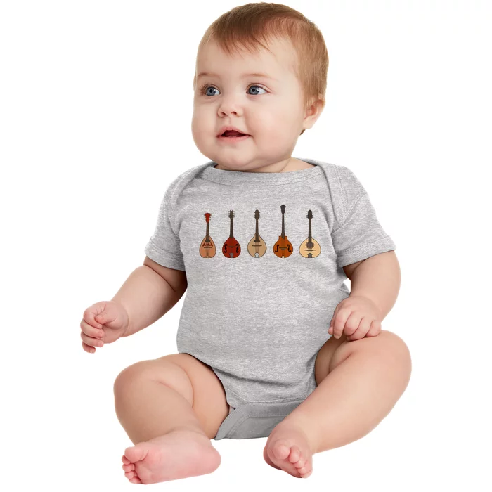 Mandolins In A Row Music Instrument Set Baby Bodysuit