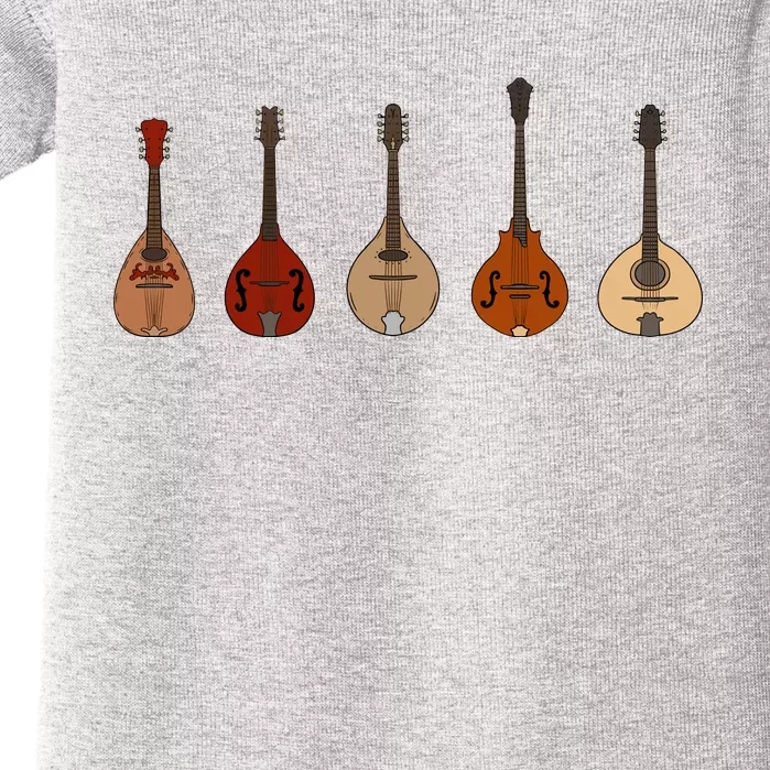 Mandolins In A Row Music Instrument Set Baby Bodysuit