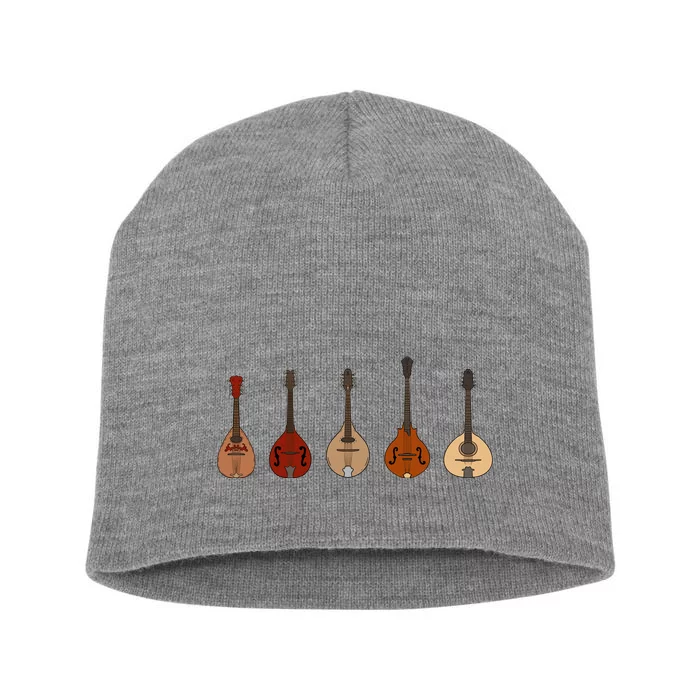 Mandolins In A Row Music Instrument Set Short Acrylic Beanie