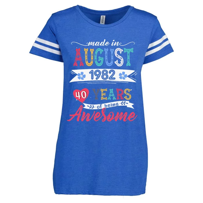 Made In August 1982 40 Year Of Being Awesome 40th Birthday Enza Ladies Jersey Football T-Shirt