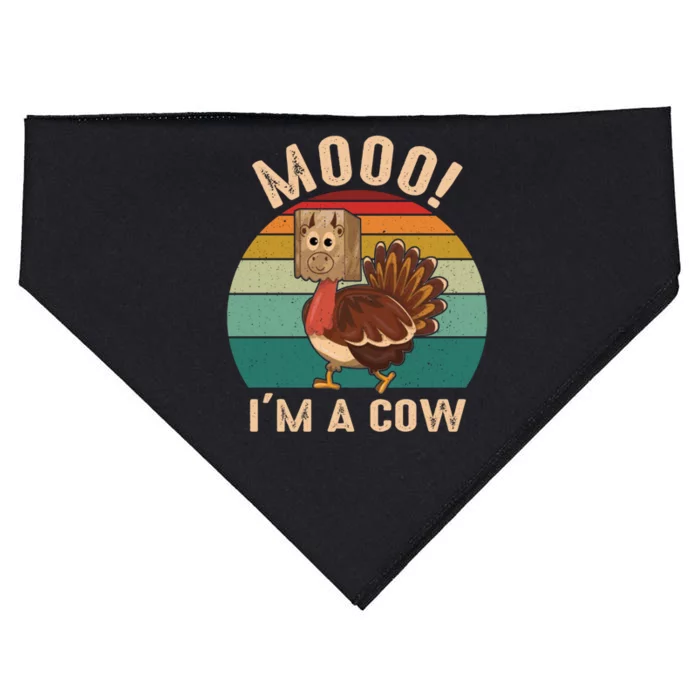 Mooo IM A Cow Funny Turkey Thanksgiving USA-Made Doggie Bandana