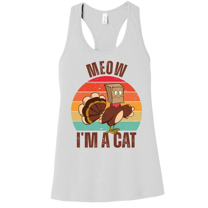 Meow IM A Cat Thanksgiving Turkey Funny Women's Racerback Tank