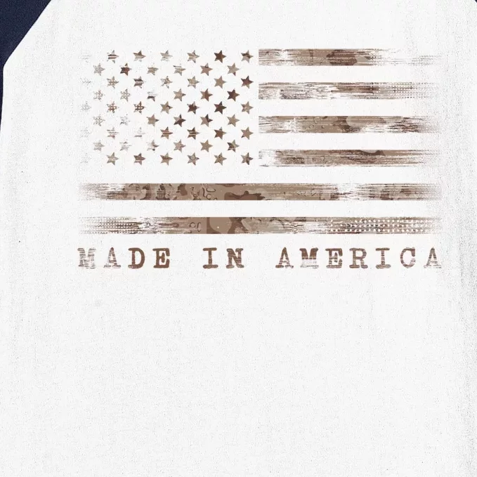 Made In America With Us Flag Design For Usa Independence Day Gift Baseball Sleeve Shirt