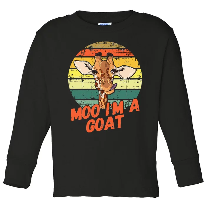 Moo IM A Goat Funny Giraffe Zoo Retro Animal Lovers Toddler Long Sleeve Shirt