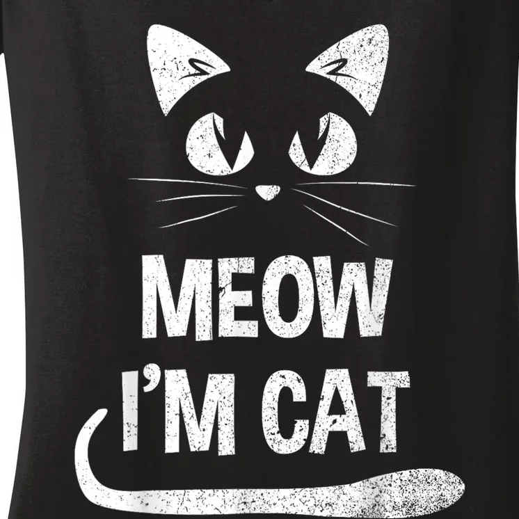 Meow Im A Cat Costume Shirts Funny Lazy Halloween Party Women's V-Neck T-Shirt