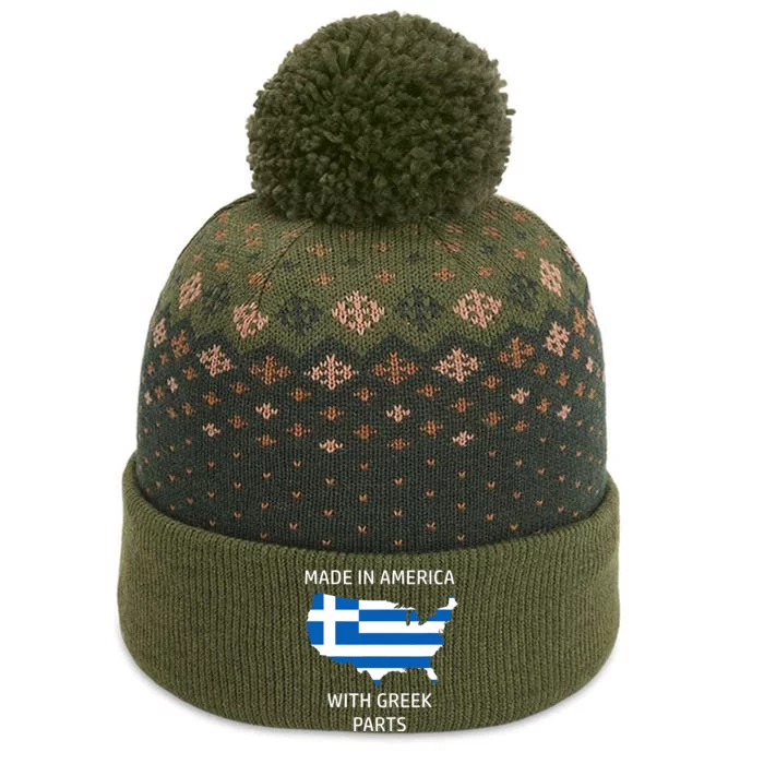 Made in America with Greek Parts - Greece and USA Pride The Baniff Cuffed Pom Beanie