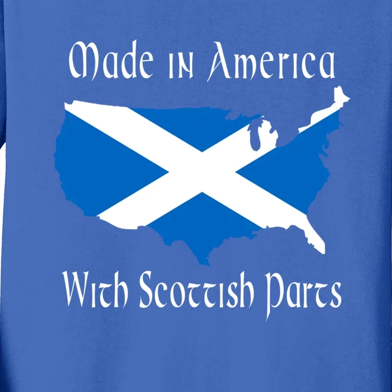 Made In America With Scottish Parts Funny Gift Kids Long Sleeve Shirt