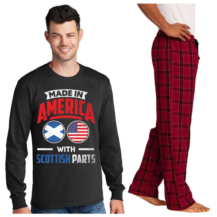 Made In America With Scottish Parts Scotland Pride Gift Long Sleeve Pajama Set