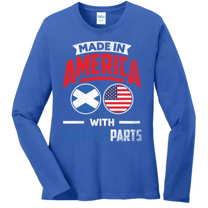 Made In America With Scottish Parts Scotland Pride Gift Ladies Long Sleeve Shirt