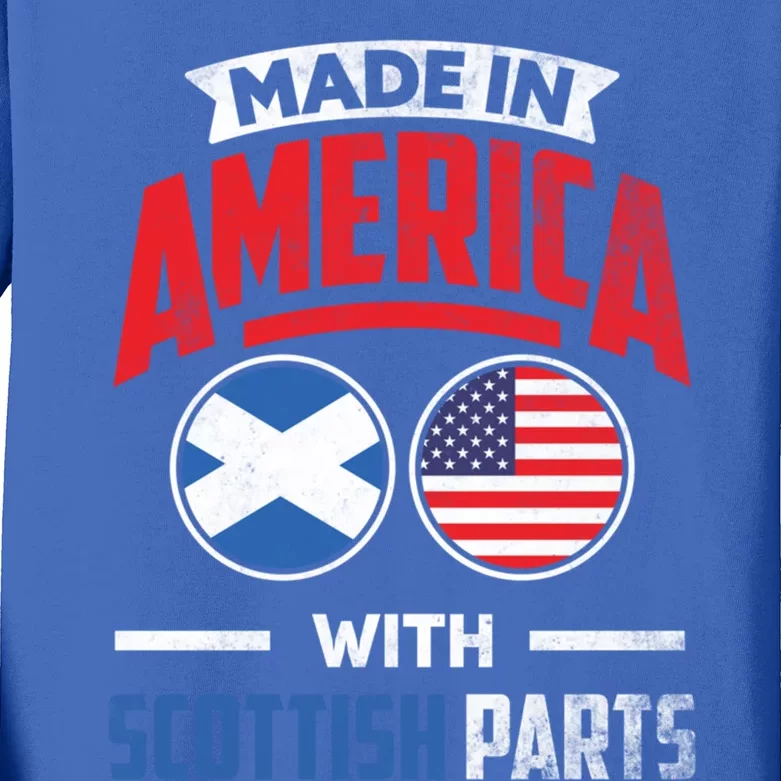 Made In America With Scottish Parts Scotland Pride Gift Kids Long Sleeve Shirt