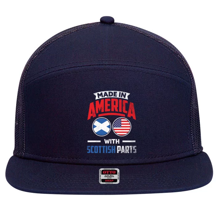 Made In America With Scottish Parts Scotland Pride Gift 7 Panel Mesh Trucker Snapback Hat