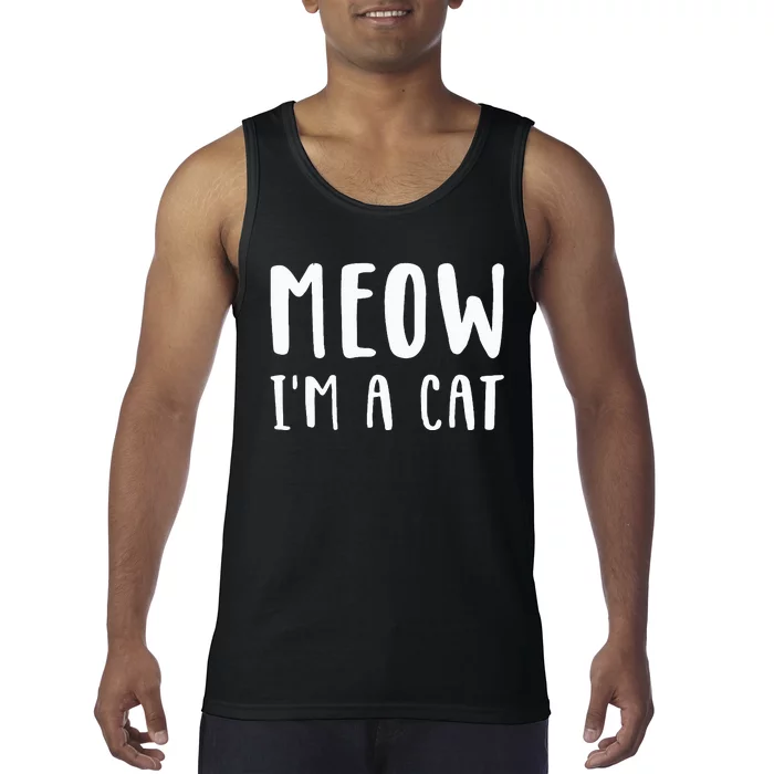 Meow Im A Cat Funny Lazy Animal Halloween Costume Tank Top