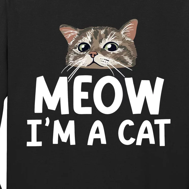 Meow IM A Cat Funny Halloween Costume Spooky Pet Lover Tall Long Sleeve T-Shirt