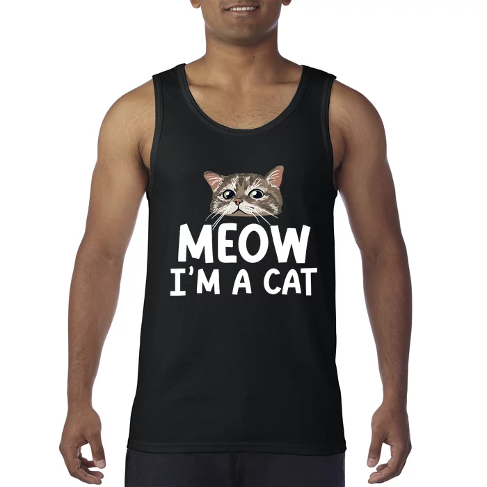 Meow IM A Cat Funny Halloween Costume Spooky Pet Lover Tank Top