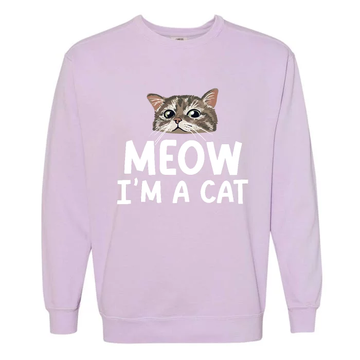 Meow IM A Cat Funny Halloween Costume Spooky Pet Lover Garment-Dyed Sweatshirt