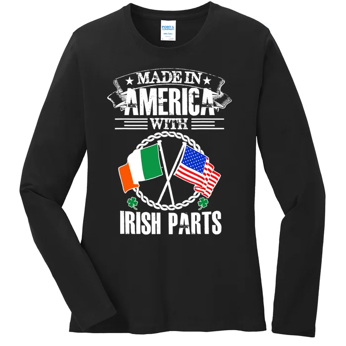 Made in America with Irish Parts Irish Heritage Ladies Long Sleeve Shirt