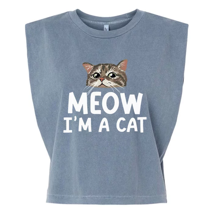 Meow I'm A Cat Funny Halloween Costume Spooky Pet Lover Garment-Dyed Women's Muscle Tee