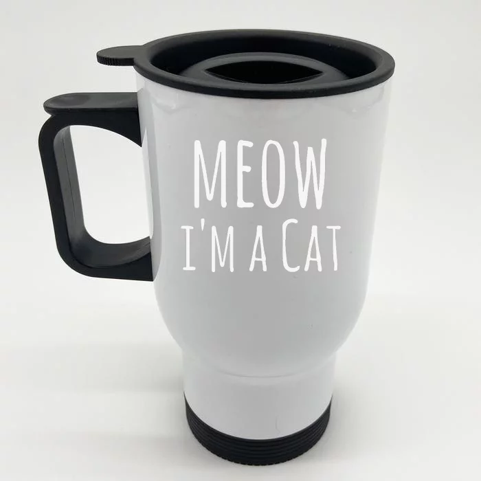 Meow Im A Cat Funny Cat Lover Lazy Halloween Costume Front & Back Stainless Steel Travel Mug