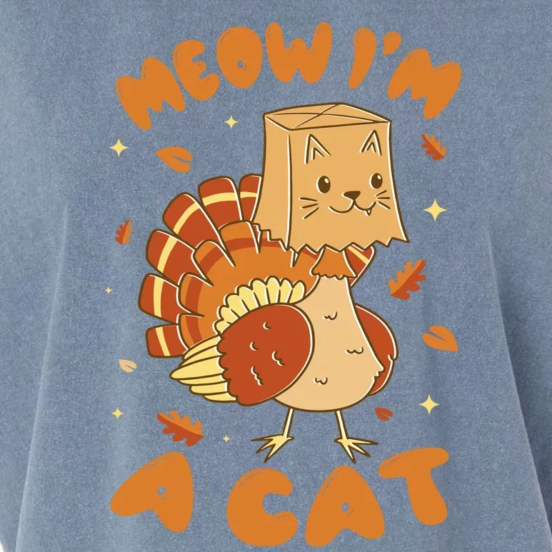 Meow I'm A Cat Funny Turkey Thanksgiving Garment-Dyed Women's Muscle Tee