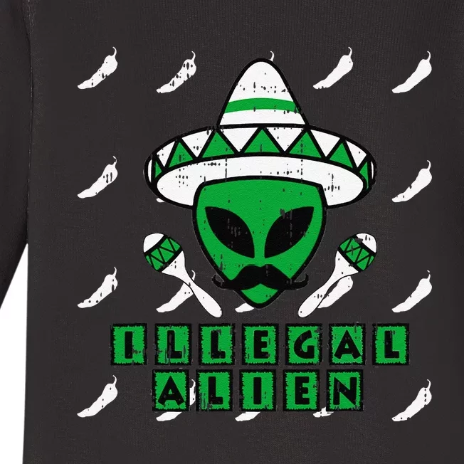 Martian Illegal Alien Mexican Area51 Funny Halloween Gift Baby Long Sleeve Bodysuit