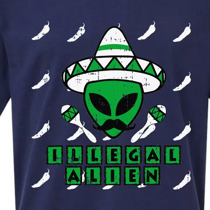 Martian Illegal Alien Mexican Area51 Funny Halloween Gift Sueded Cloud Jersey T-Shirt