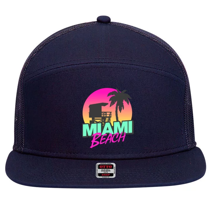 Miami Beach 7 Panel Mesh Trucker Snapback Hat