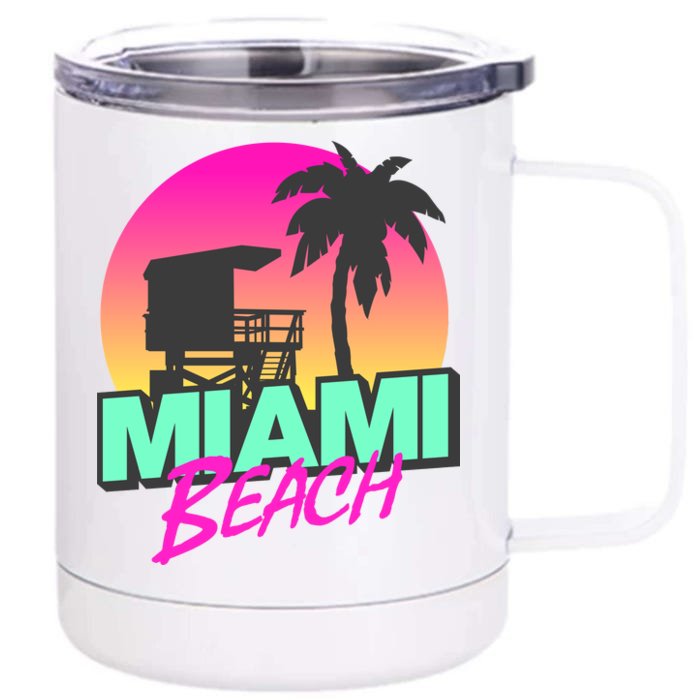 Miami Beach Front & Back 12oz Stainless Steel Tumbler Cup