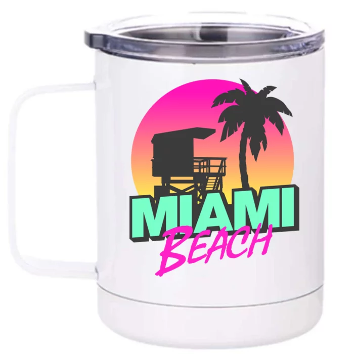 Miami Beach Front & Back 12oz Stainless Steel Tumbler Cup