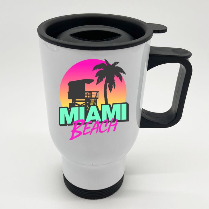 Miami Beach Front & Back Stainless Steel Travel Mug