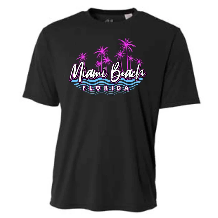 Miami Beach Florida Neon Cooling Performance Crew T-Shirt