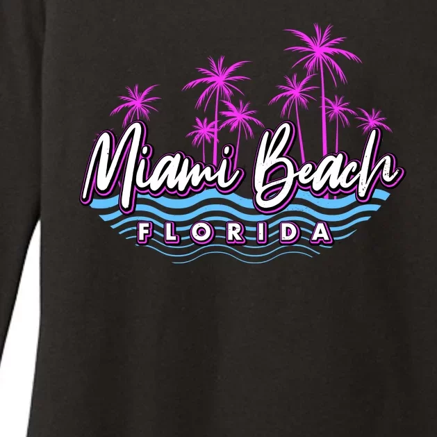 Miami Beach Florida Neon Womens CVC Long Sleeve Shirt