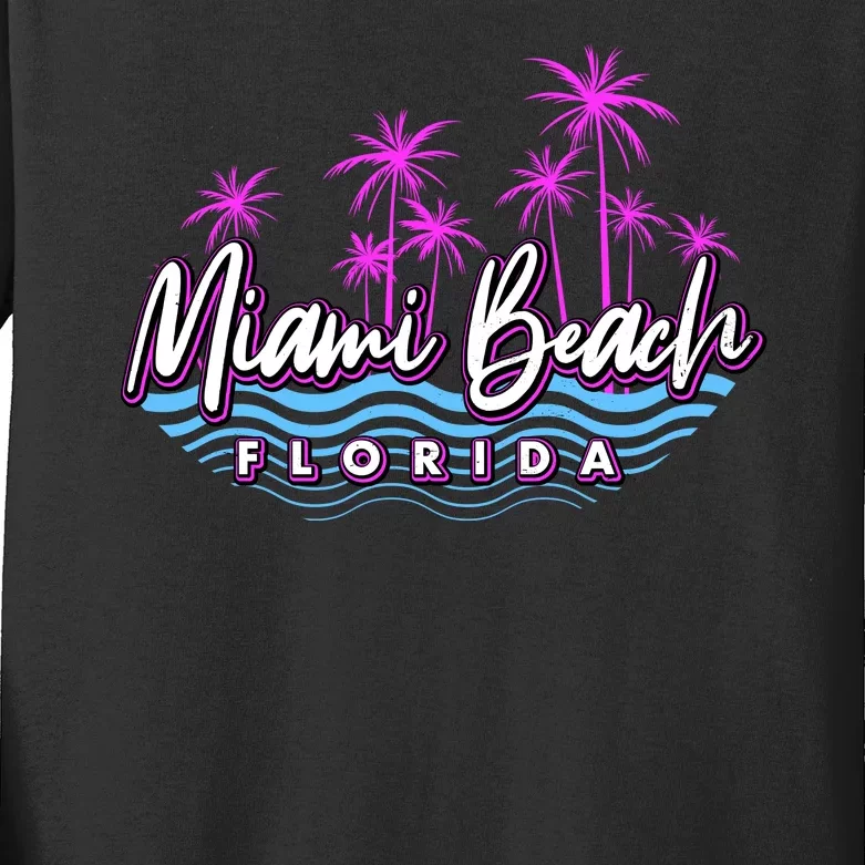 Miami Beach Florida Neon Kids Long Sleeve Shirt