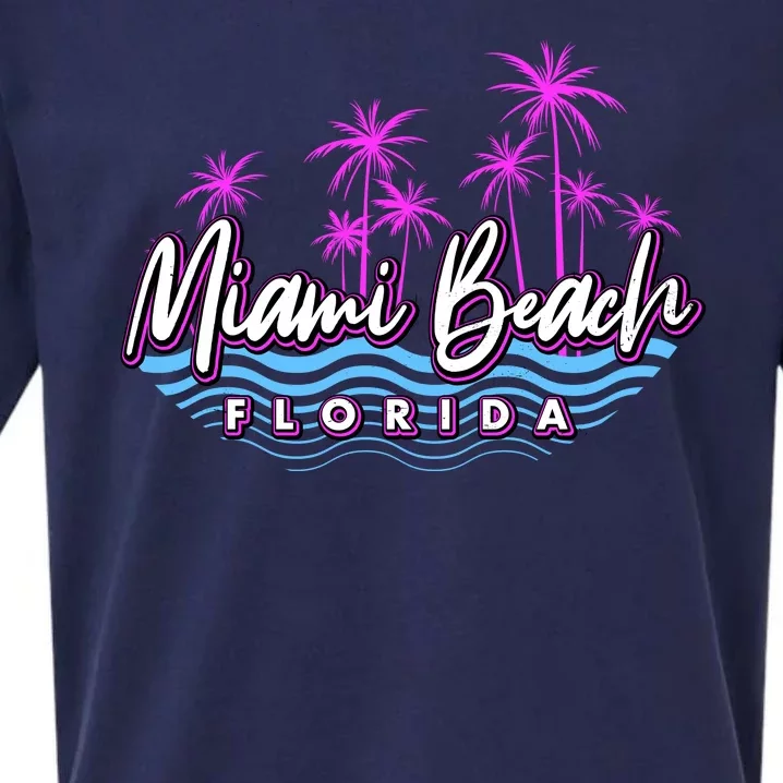 Miami Beach Florida Neon Sueded Cloud Jersey T-Shirt