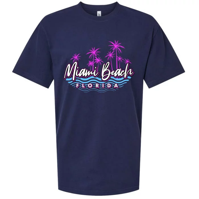 Miami Beach Florida Neon Sueded Cloud Jersey T-Shirt